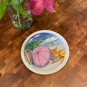 Vintage AGIFTCORP Souvenir Plate - Tropical Beach Scene